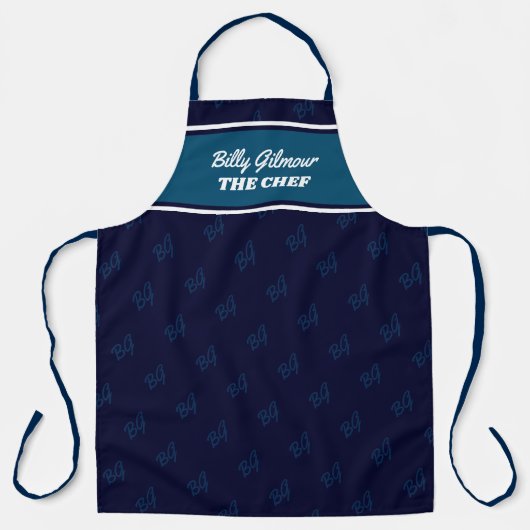 moderne dunkelblaue Schürze mit Koch (Vorderseite)