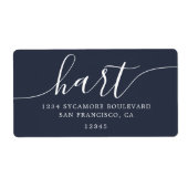 Moderne dunkelblaue Script-Rücksendeadresse (Vorne)