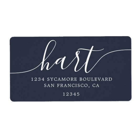 Moderne dunkelblaue Script-Rücksendeadresse (Vorne)
