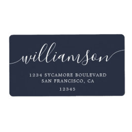 Moderne dunkelblaue Script-Rücksendeadresse