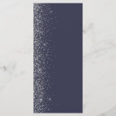 Moderne dunkelblaue Silber Glitzer Edge Wedding Menükarte (Rückseite)