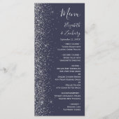 Moderne dunkelblaue Silber Glitzer Edge Wedding Menükarte (Vorderseite)