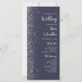 Moderne dunkelblaue silberne Glitter-Schrift Hochz (Vorderseite)