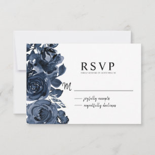 Moderne dunkelblaue Tinte Floral Bouquet UAWG RSVP Karte