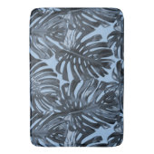 Moderne dunkelblaue tropische Palme-Blätter Badematte (Vorderseite Vertikal)