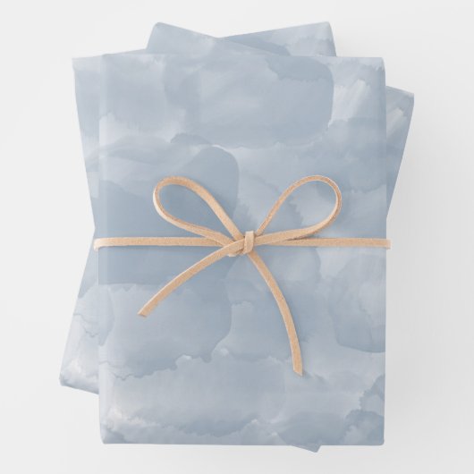 Moderne dunkelblaue Wasserfarben Pinselstriche Geschenkpapier Set (Beispiel)