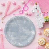 Moderne dunkelblaue Wasserfarben Pinselstriche Pappteller (Party)