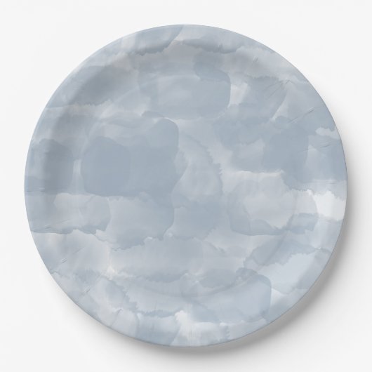 Moderne dunkelblaue Wasserfarben Pinselstriche Pappteller (Vorderseite)