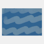 Moderne dunkelblaue Wasserfarben Streifen Urlaub Geschenkpapier Set (Vorderseite 3)