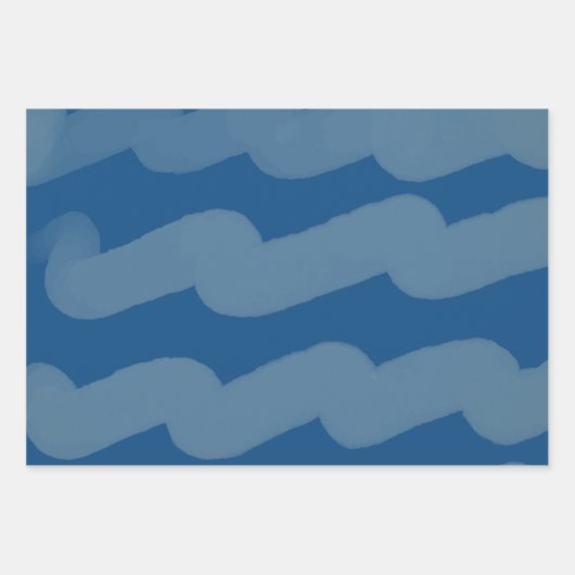 Moderne dunkelblaue Wasserfarben Streifen Urlaub Geschenkpapier Set (Vorderseite 2)