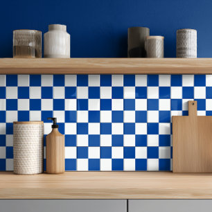 Moderne dunkelblaue weiße karierte Keramikfliese
