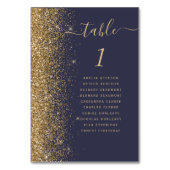 Moderne Dunkelblauer Glitzer Hochzeit Tischnummer (Rückseite)