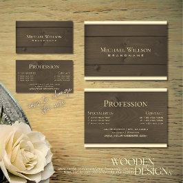 Moderne dunkelbraune Holzplatten Holzkörbe Visitenkarte