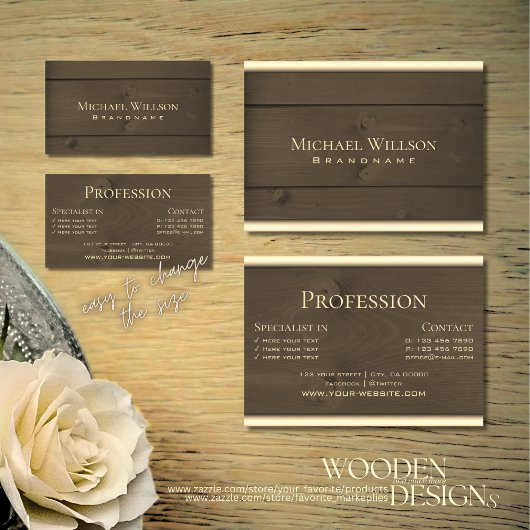 Moderne dunkelbraune Holzplatten Holzkörbe Visitenkarte