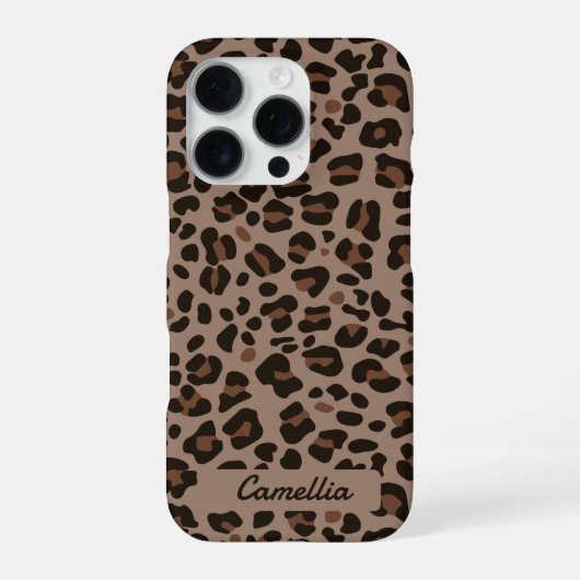Moderne Dunkelbraune Leopard Gepard Muster iPhone Hülle (Rückseite)
