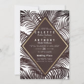 Moderne, dunkelburgundische Palme Hochzeit Einladung (Vorderseite)