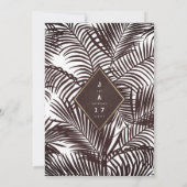 Moderne, dunkelburgundische Palme Hochzeit Einladung (Rückseite)