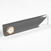 Moderne Dunkelgrau-Chic-Uhr Namensplakette