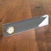 Moderne Dunkelgrau-Chic-Uhr Namensplakette (Seite)