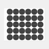 Moderne, dunkelgraue, bearbeitbare Vorlage für Mon Etiketten (Blatt)