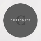 Moderne, dunkelgraue, bearbeitbare Vorlage für Mon Etiketten (Design 1)