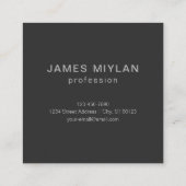 Moderne, dunkelgraue, bearbeitbare Vorlage für Mon Quadratische Visitenkarte (Rückseite)