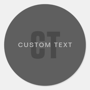 Moderne, dunkelgraue, bearbeitbare Vorlage für Mon Runder Aufkleber