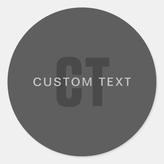 Moderne, dunkelgraue, bearbeitbare Vorlage für Mon Runder Aufkleber (Vorderseite)