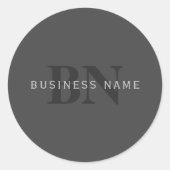 Moderne, dunkelgraue, bearbeitbare Vorlage für Mon Runder Aufkleber (Vorderseite)