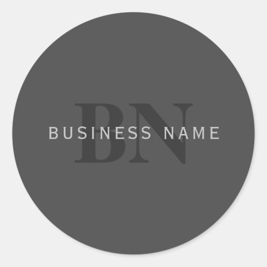 Moderne, dunkelgraue, bearbeitbare Vorlage für Mon Runder Aufkleber (Vorderseite)