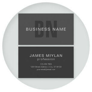 Moderne dunkelgraue editierbare Monogramm-Designvo Visitenkarte