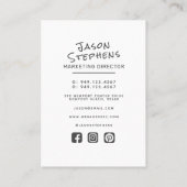 Moderne dunkelgraue, einfache Handschrift Minimali Visitenkarte (Rückseite)