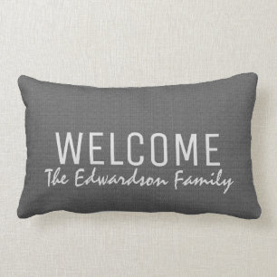 Moderne dunkelgraue Einfassung Begrüßung Familienm Lendenkissen