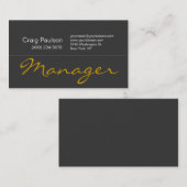 Moderne dunkelgraue, gelbe Script-Visitenkarte Visitenkarte (Vorne/Hinten)