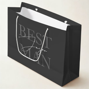 Moderne dunkelgraue Geschenktasche für den Trauzeu Große Geschenktüte