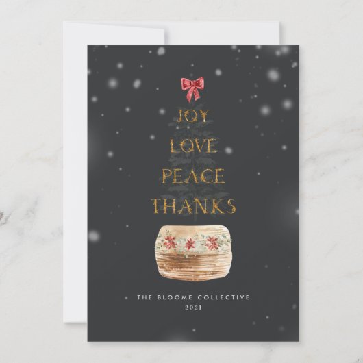 Moderne Dunkelgraue Goldschneeüberlagerung Feiertagskarte (Vorderseite)