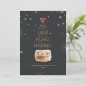 Moderne Dunkelgraue Goldschneeüberlagerung Feiertagskarte (Stehend Vorderseite)