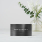 Moderne, dunkelgraue Imitate aus gebürstetem Stahl Visitenkarte (Stehend Vorderseite)