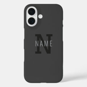Moderne dunkelgraue monogrammierte Namen (oder and iPhone 16 Hülle