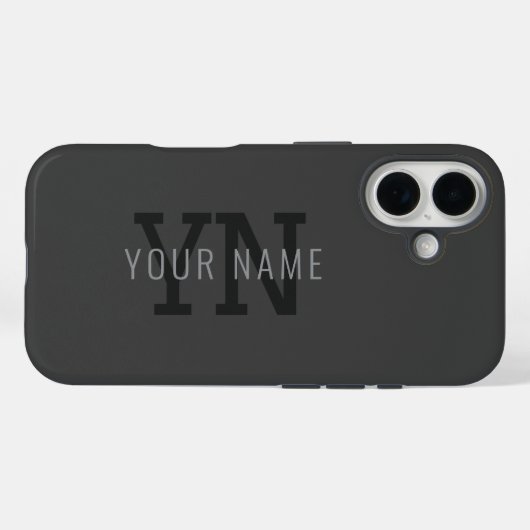 Moderne dunkelgraue monogrammierte Namen (oder and Case-Mate iPhone Hülle (Rückseite (Horizontal))