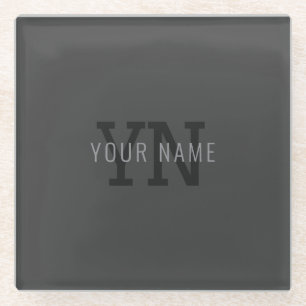 Moderne dunkelgraue monogrammierte Namen (oder and Glasuntersetzer