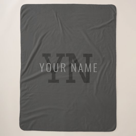 Moderne dunkelgraue monogrammierte Namen (oder and Sherpadecke (Vorderseite)