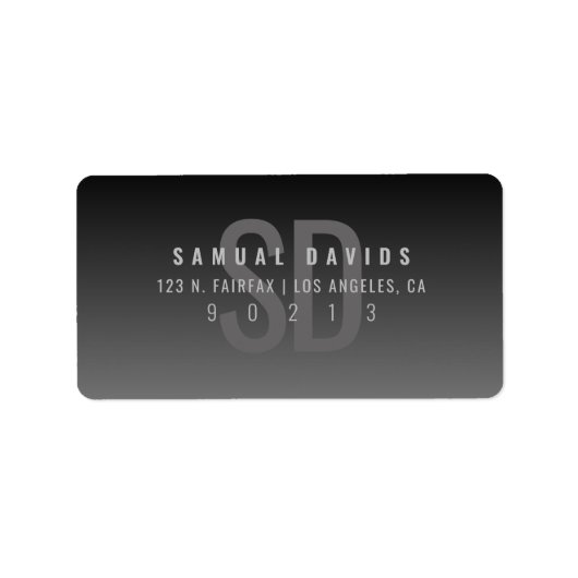 Moderne, dunkelgraue Ombre-Rücksendeadresse Adressaufkleber (Vorne)