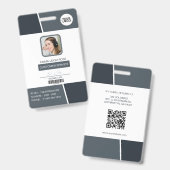 Moderne dunkelgraue professionelle Mitarbeiter-Fot Ausweis (Vorder- & Rückseite)