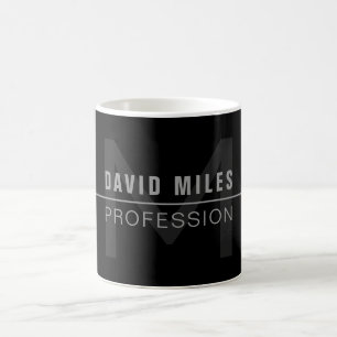 Moderne dunkelgraue professionelle Name Kaffeetasse