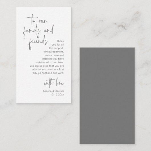 Moderne dunkelgraue Schrift, Hochzeit Danke Begleitkarte (Vorne/Hinten)