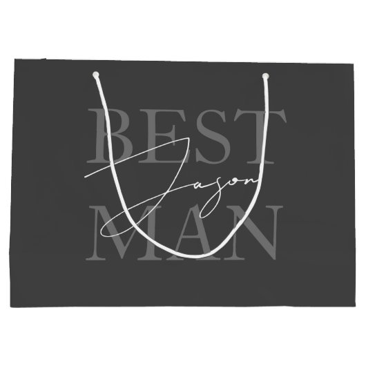 Moderne Dunkelgraue Trauzeuge - Geschenktüte (Rückseite)