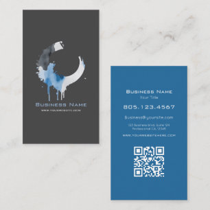 Moderne dunkelgraue und blaue Wasserfarbe Wirbel Visitenkarte