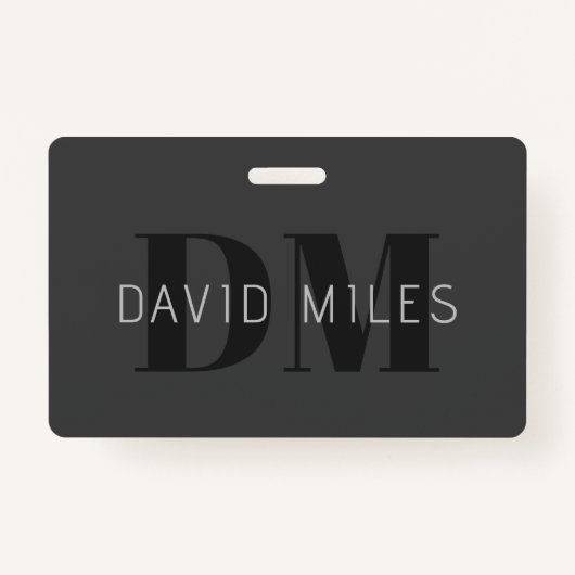 Moderne dunkelgraue und schwarz bearbeitbare Bezei Ausweis (Vorderseite)