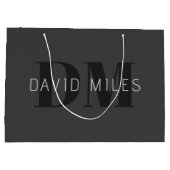 Moderne dunkelgraue und schwarz bearbeitbare Bezei Große Geschenktüte (Rückseite)